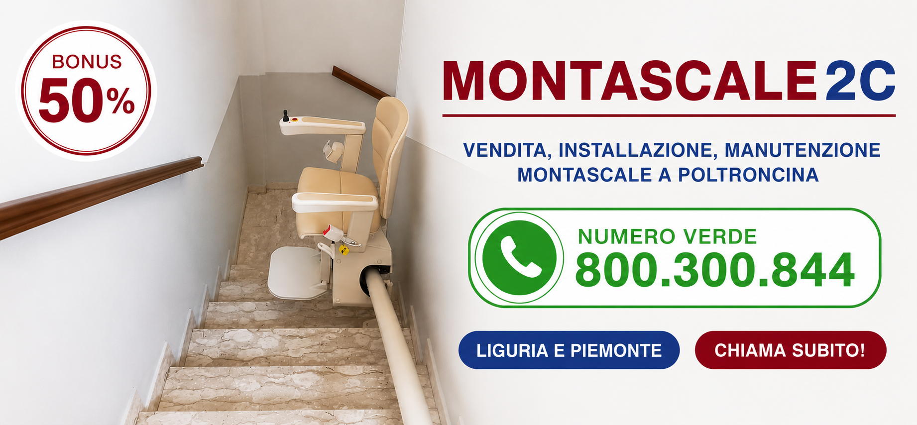 Montascale2C Piemonte Header mobile con numero verde