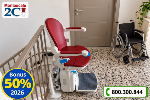 Ingresso accessibile con montascale e sedia a rotelle