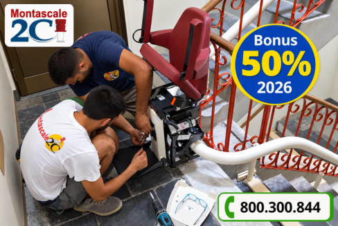 Tecnici al lavoro sull'installazione del montascale Torino